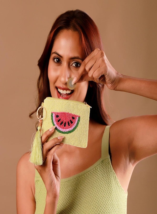VOYLLA Sweet Slice Watermelon Beaded Coin Bag for Women,Party,Wedding,Festive,Gift for Women & Girls - Image 3